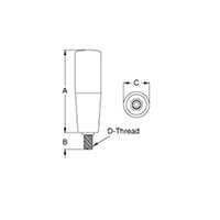 <!-Phenolic Stainless Steel Revolving Handles with Stainless Steel Spindle Line Drawing->