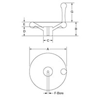 <!-Solid Duroplast Handlwheels with Revolving Handle Line Drawing->