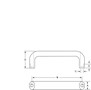 <!-Top Mount Tumbled Finish Aluminum Cabinet Handles Line Drawing->